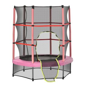 Φ5FT Kids Trampoline with Enclosure Net for Age 3 to 6 Years Pink