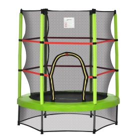 Φ5FT Kids Trampoline with Enclosure Net for Age 3 to 6 Years Green