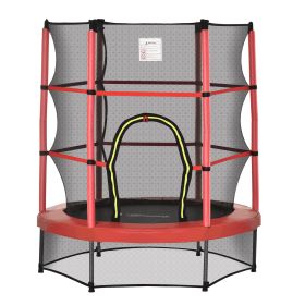 Φ5FT Kids Trampoline with Enclosure Net for Age 3 to 6 Years Red