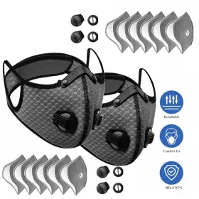 2 Pack Reusable Half Face Cover Mask W Or Filter Cycling Outdoor Sport Face Mask Grey Logistics Only For USPS.TK And TMEU Only For Self-pickup