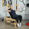 Wooden Adjustable Weight Bench with Dumbbell Rack, Flat or Incline Workout Bench for Home Gym Weight Lifting, Black