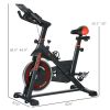 Exercise Bike, Flywheel Indoor Stationary Bike, Adjustable Height & Resistance, with LCD Monitor, Pedal Cage and Shelf Tray, 264 lbs Weight Capacity