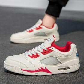 Summer explosion men's luminous AIR retro low-top fashion trend basketball shoes casual sports shoes (Color: Beige, size: 41)