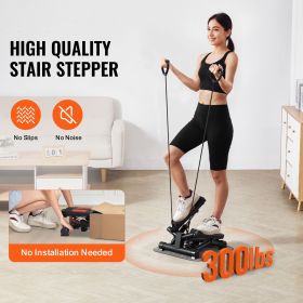 Stair Stepper, Mini Stepper for Exercise at Home, Hydraulic Fitness Twist Stepper with Resistance Bands, Full Body Workout Cardio Equipment (Stride Adjustable or Not: Yes, Motion Mode: Twisting Motion)